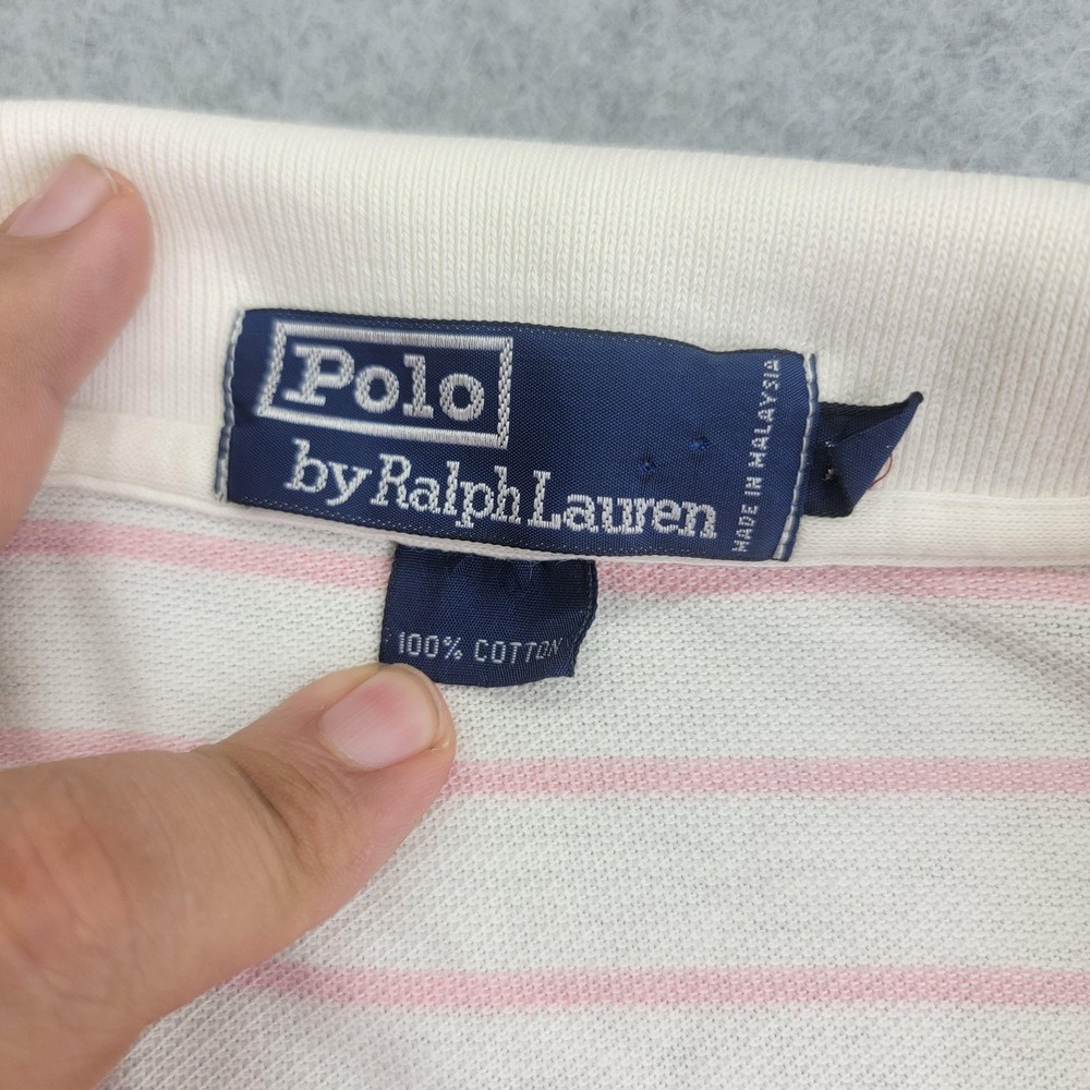 Polo Ralph Lauren Polo Shirt Mens 2XL White Pink Striped Golf Crest Embroidered - Picture 5 of 13